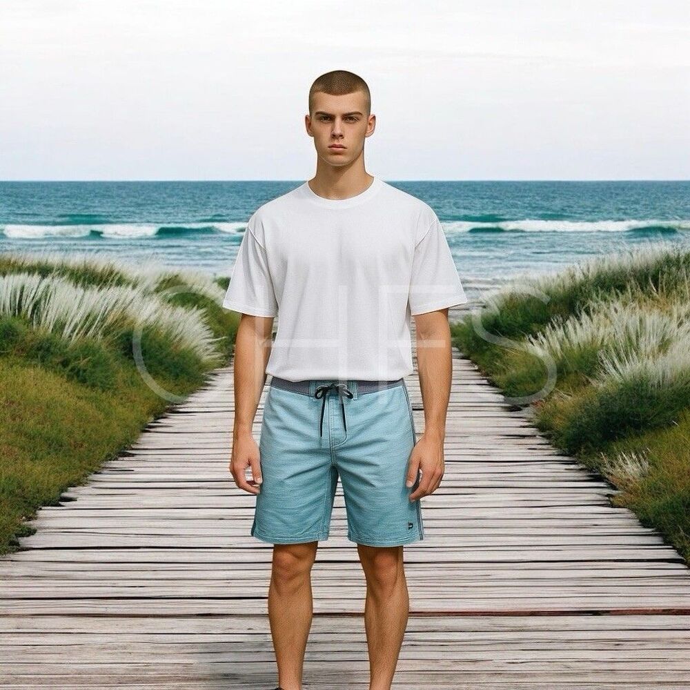 BKE Sport Swim Trunks Board Shorts Ombre Blue Size 38 Slim 11” Inseam